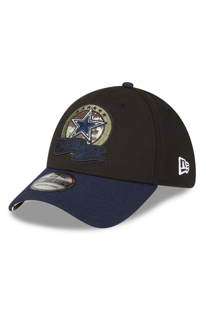 Men's New Era Black/Navy Dallas Cowboys 2022 Salute To Service 39THIRTY Flex Hat, Alternate, color, Black