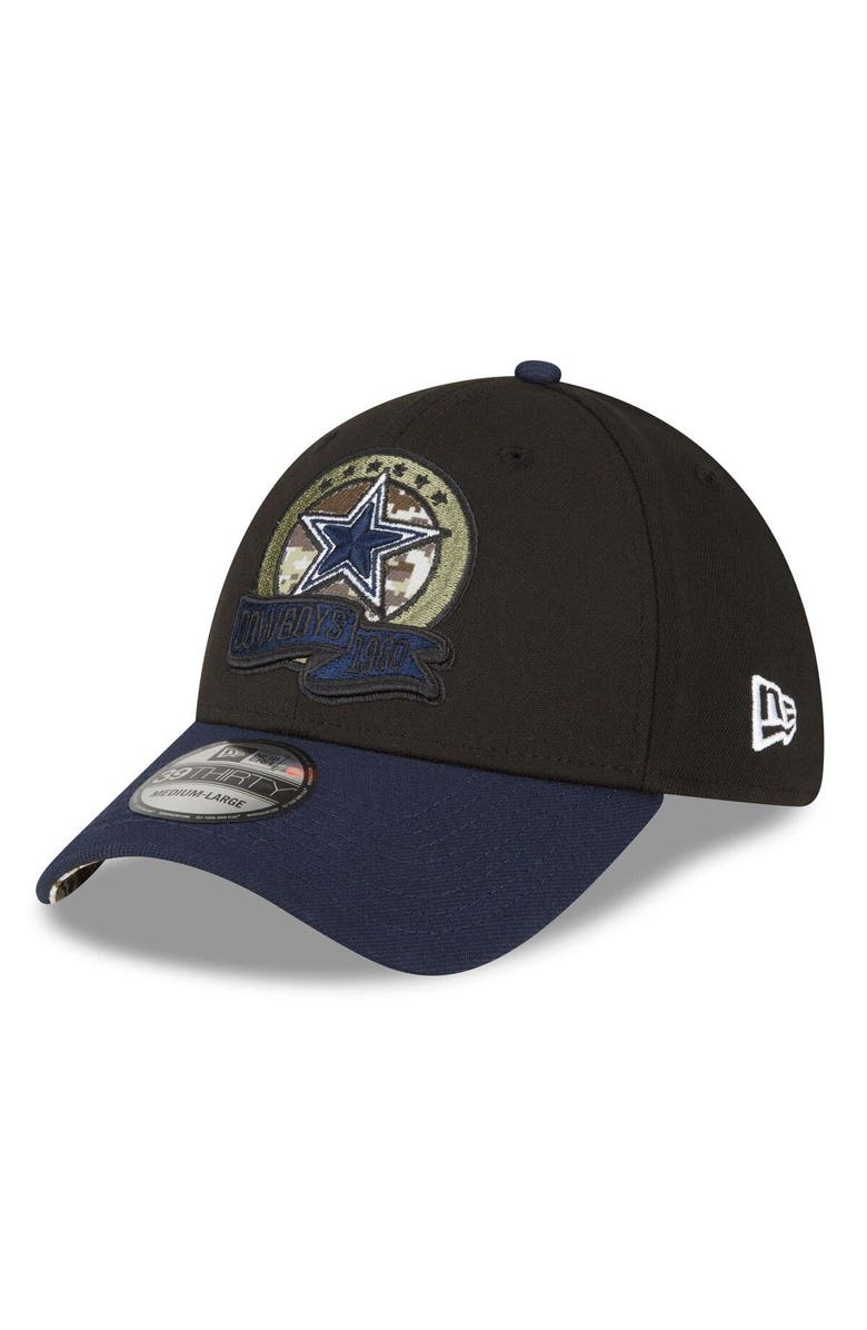 New Era Men's New Era Black/Navy Dallas Cowboys 2022 Salute To Service 39THIRTY Flex Hat, Alternate, color, Black