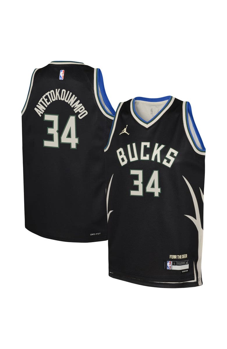 Jordan Brand Youth Jordan Brand Giannis Antetokounmpo Black Milwaukee Bucks Swingman Jersey - Statement Edition, Main, color, Black