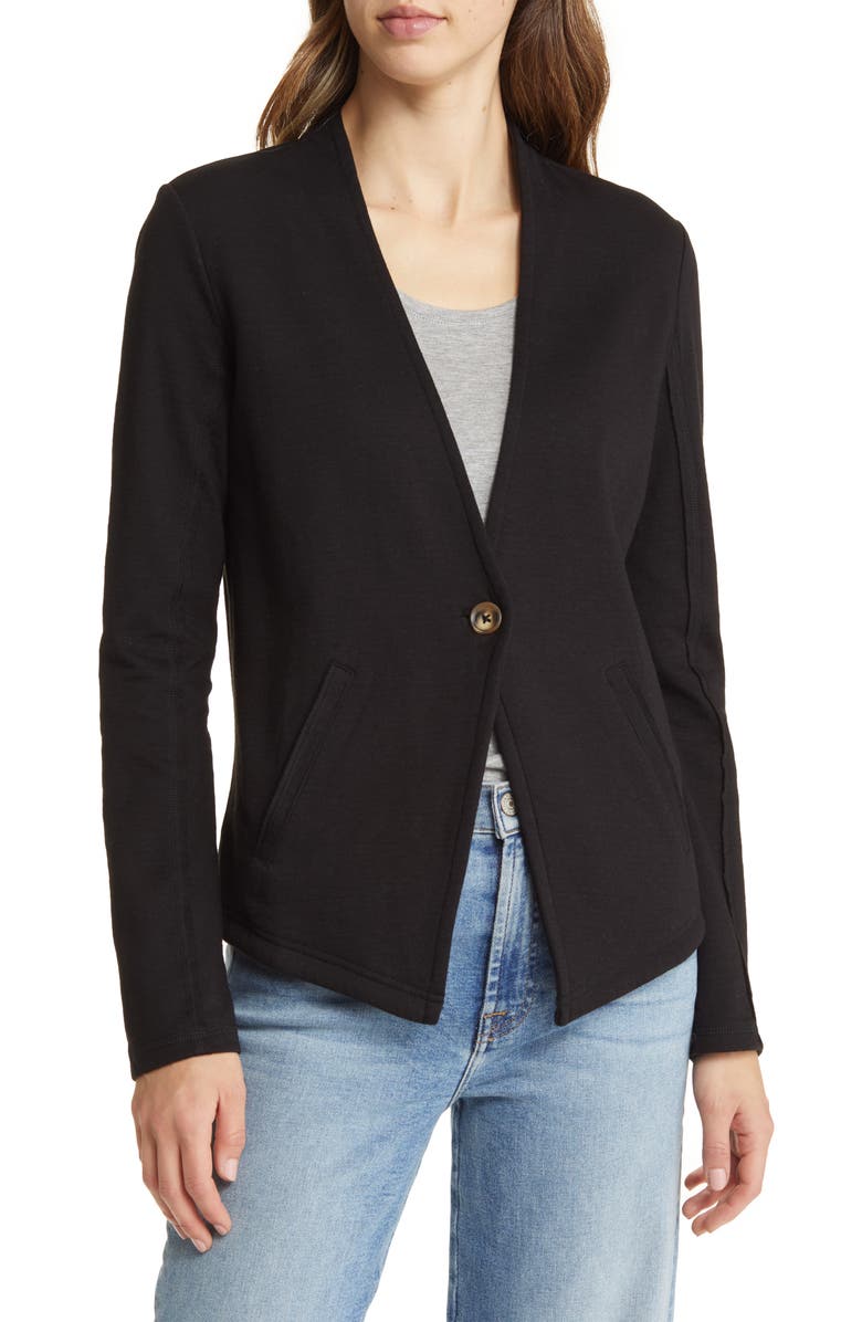 Caslon<sup>®</sup> One-Button Knit Blazer, Main, color,