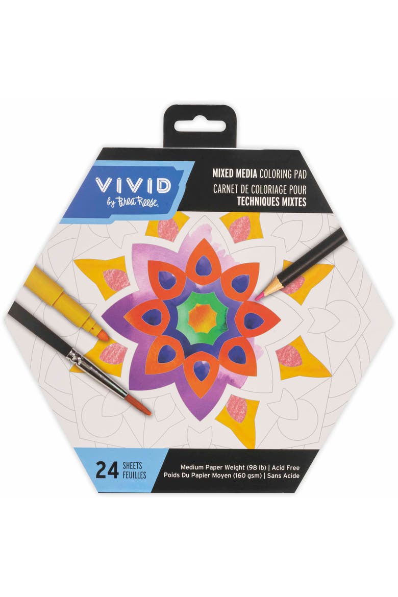 Mixed Media Coloring Pad, Mandala, 24 Shaped Sheets, Main, color, Multicolored