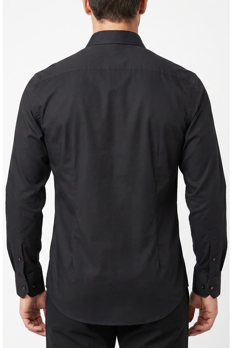 Stretch Cotton Button Shirt, Alternate, color, BLACK