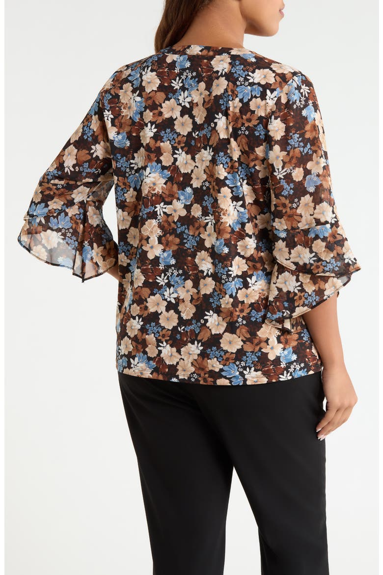 Floral Split Neck Bell Sleeve Top, Alternate, color, ANNE BLACK MULTI