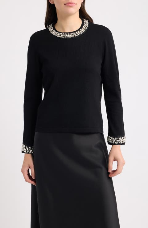Rhinestone Embellished Sweater