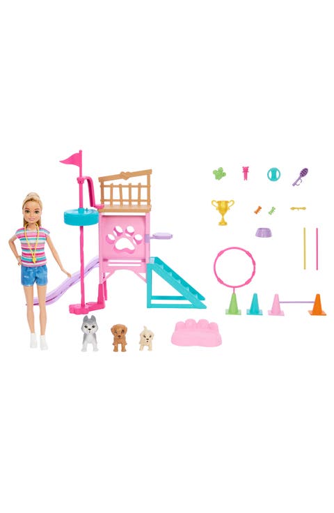 "Barbie® & Stacie to the Rescue" Puppy Playground Playset with Doll, 3 Pet Dog Figures & Accessories