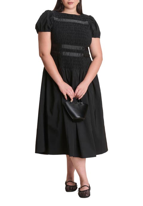 Smocked Flare Midi Dress (Plus Available)