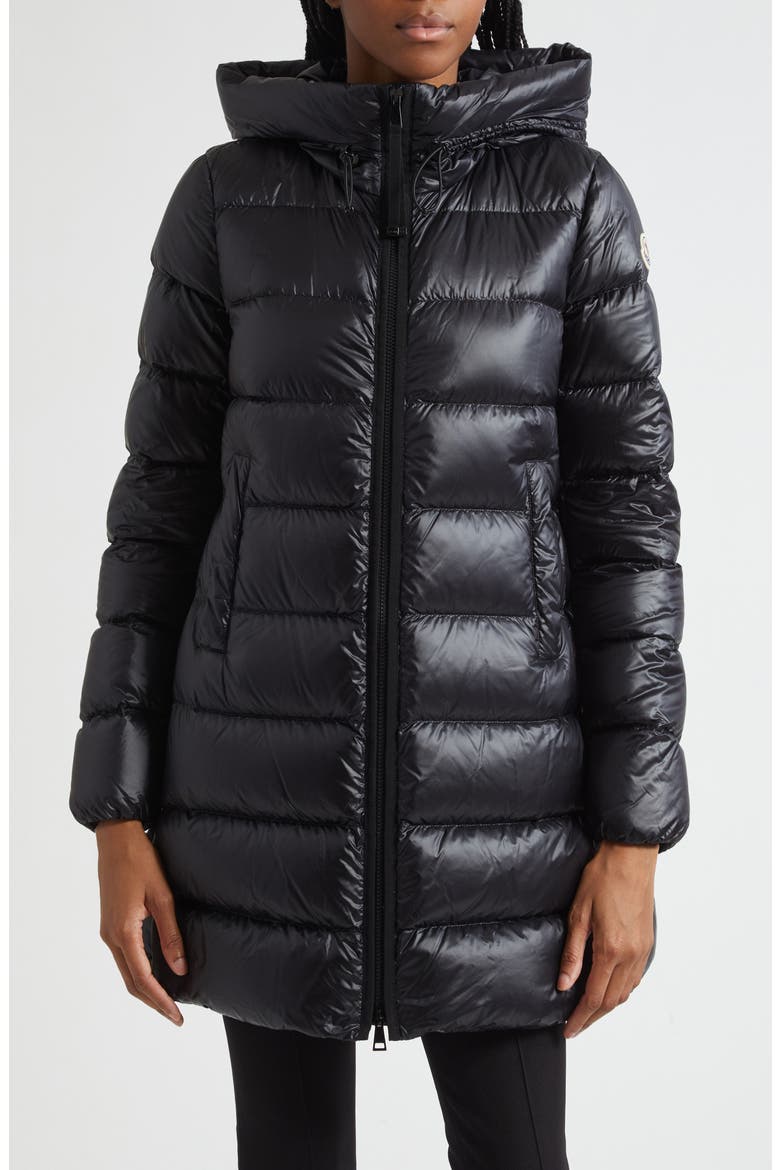 Suyenne Long Down Coat, Main, color, BLACK