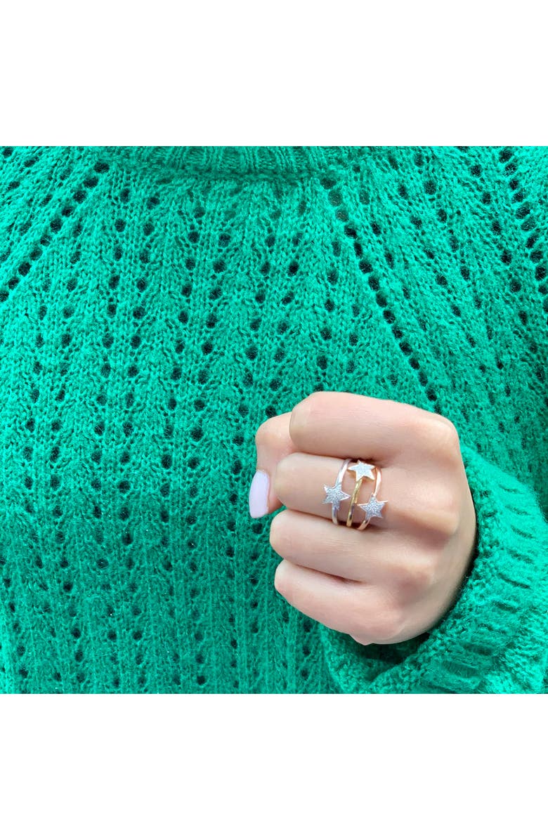 LuvMyJewelry Dreamer Set of 3 Dazzle Star Diamond Rings - 0.15ct., Alternate, color, White/Yellow/Rose