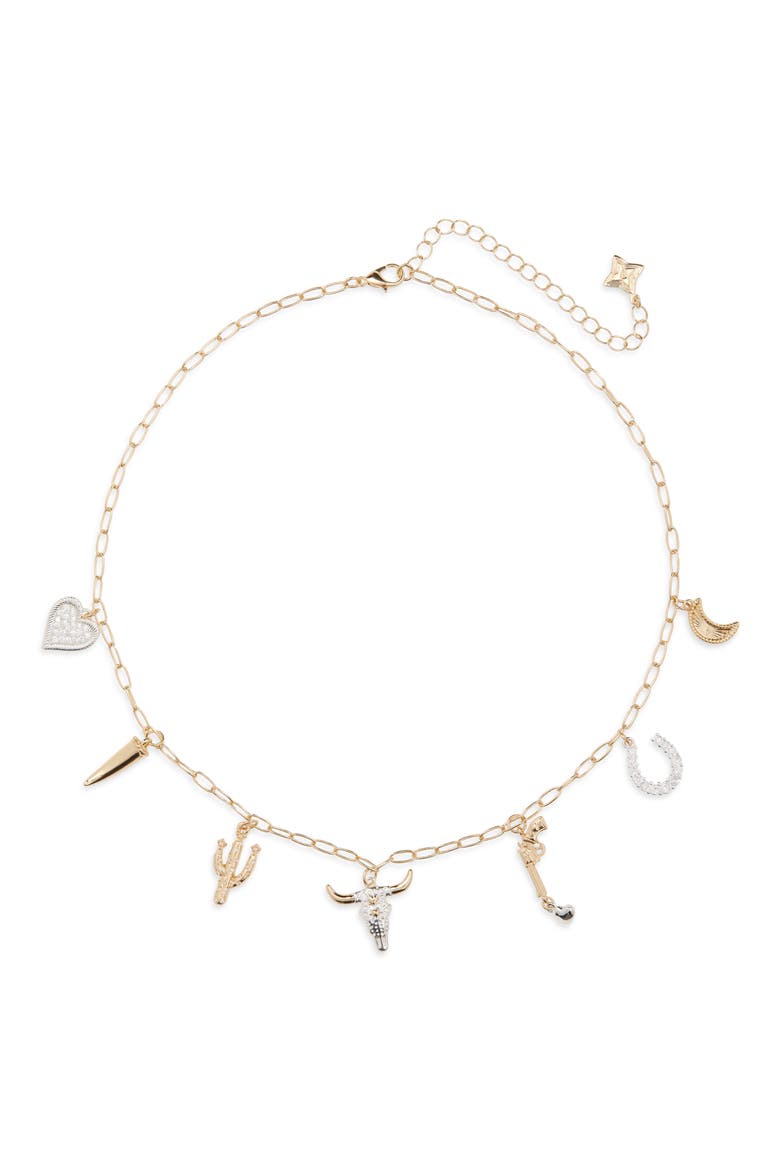 Two-Tone Western Charm Necklace, Main, color, TWO TONE