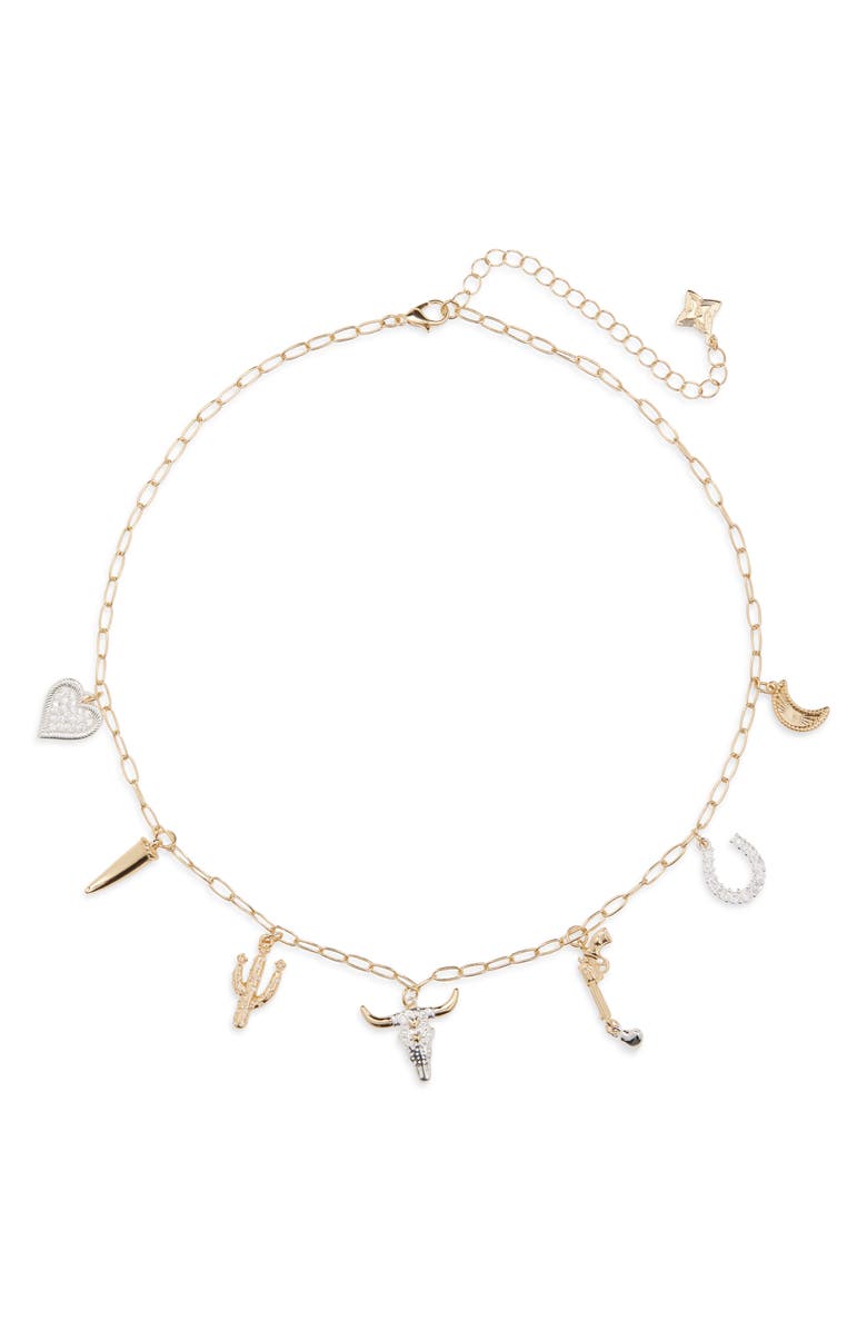 Panacea Two-Tone Western Charm Necklace, Main, color, Two Tone
