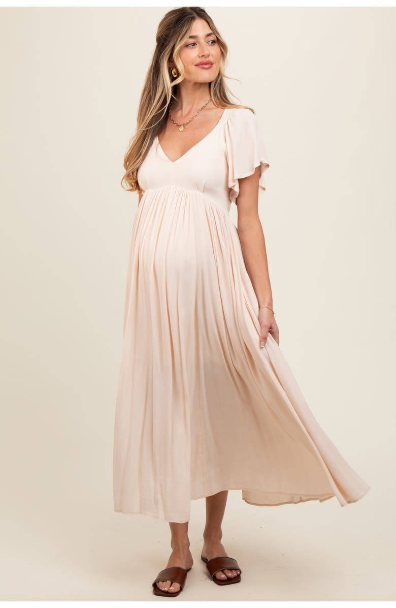 PinkBlush V-Neck Flutter Short Sleeve Midi Dress, Main, color,