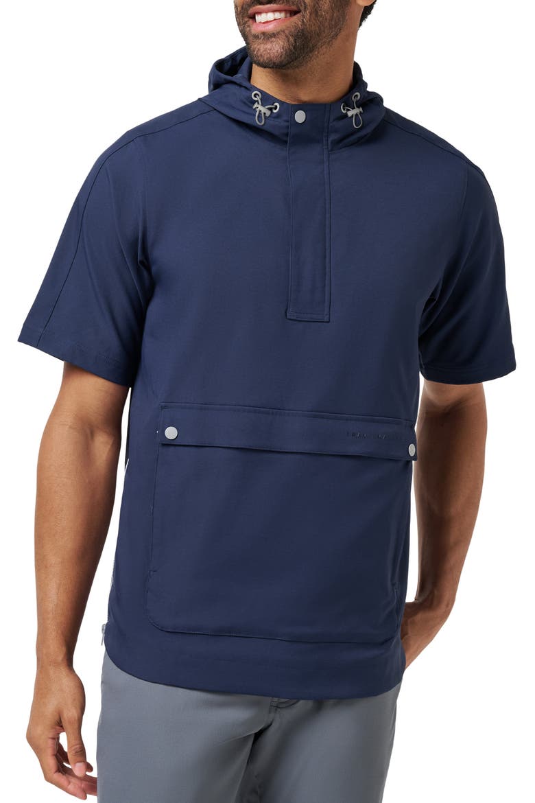 Sport Mode Short Sleeve Hoodie, Main, color, NAVY