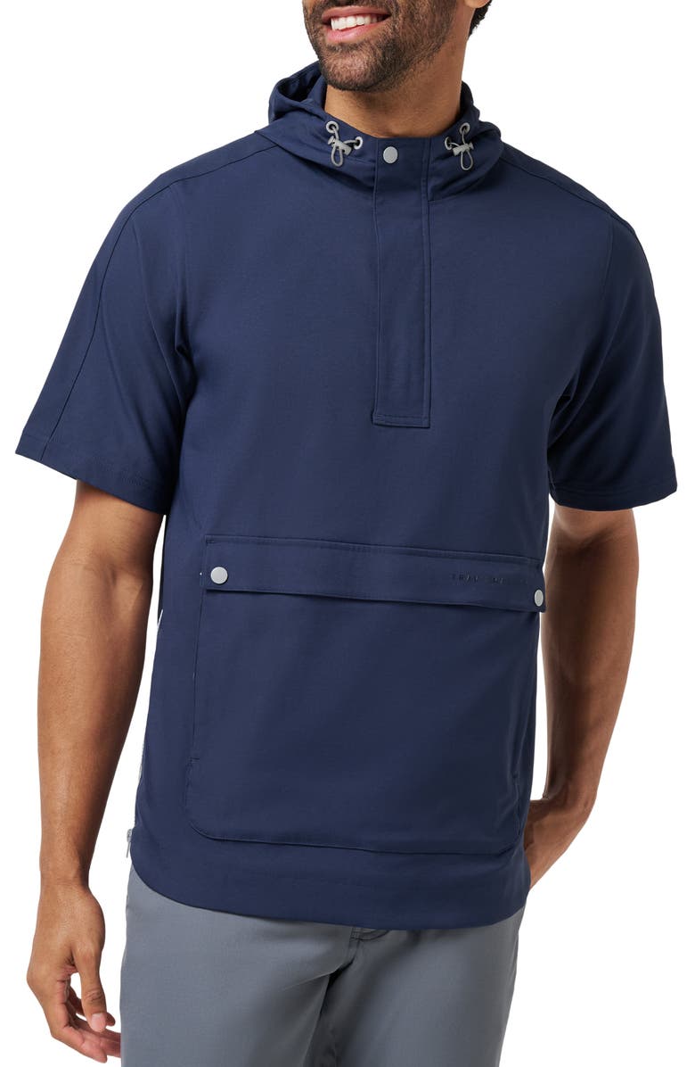 TravisMathew Sport Mode Short Sleeve Hoodie, Main, color, Navy