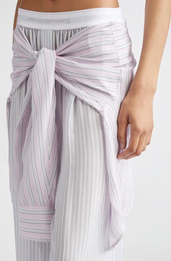 Stripe Prestyled Boxer Waist & Shirt Silk Pants