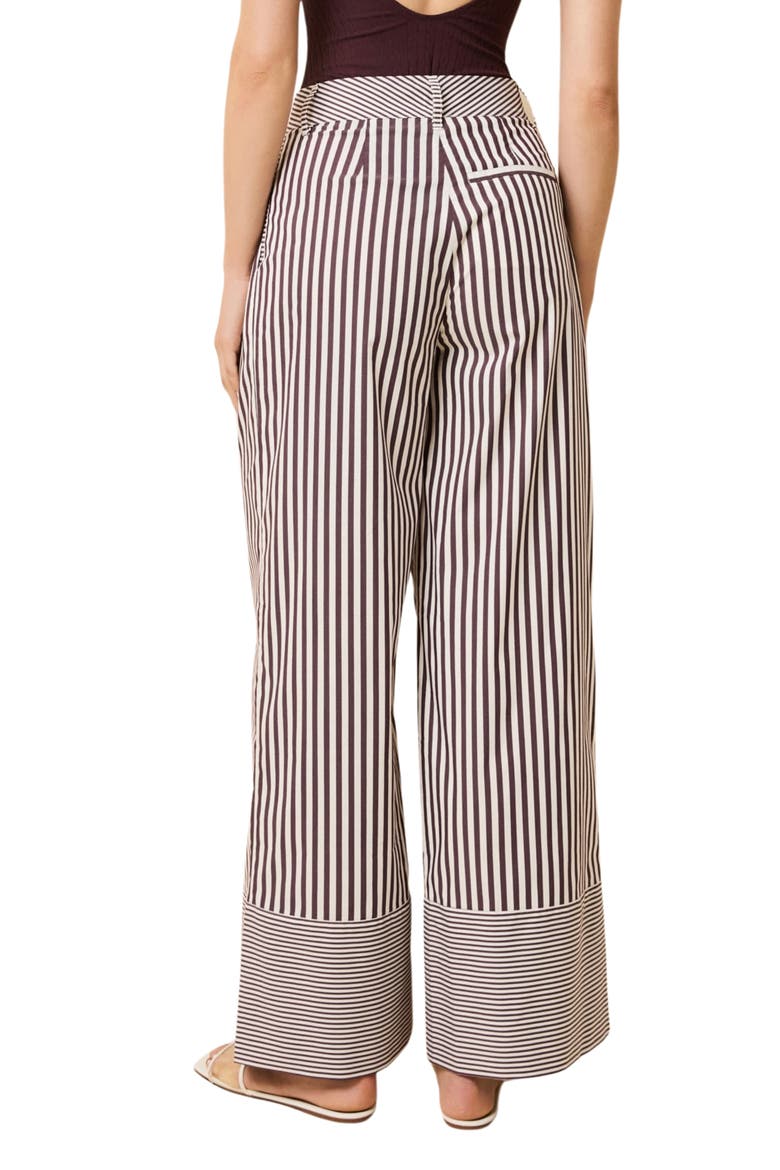 Marnie Stripe Wide Leg Cotton Blend Pants, Alternate, color, RAISIN BROWN / BRULE