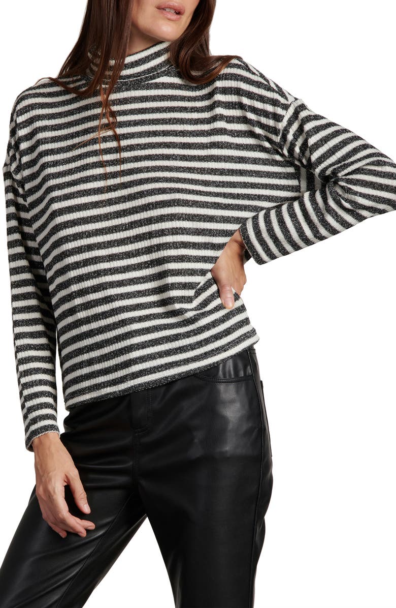 Sanctuary Nikolai Metallic Stripe Cowl Neck Top, Main, color,