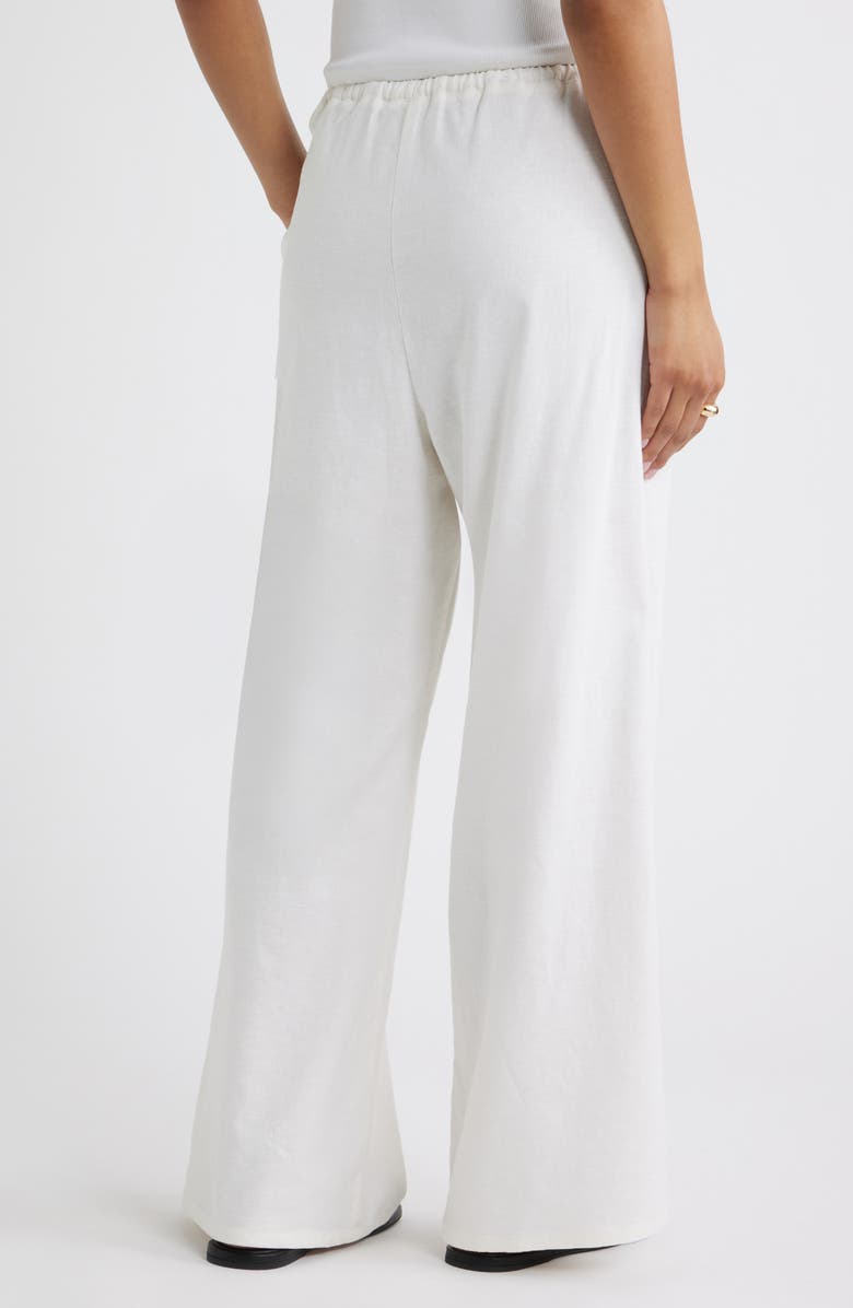 Open Edit Linen Blend Wide Leg Pants, Alternate, color, White