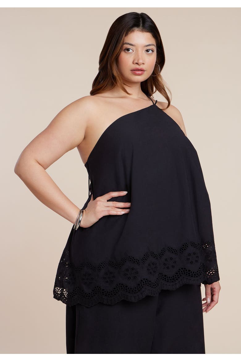 Eyelet Detail Top, Alternate, color, BLACK ONYX
