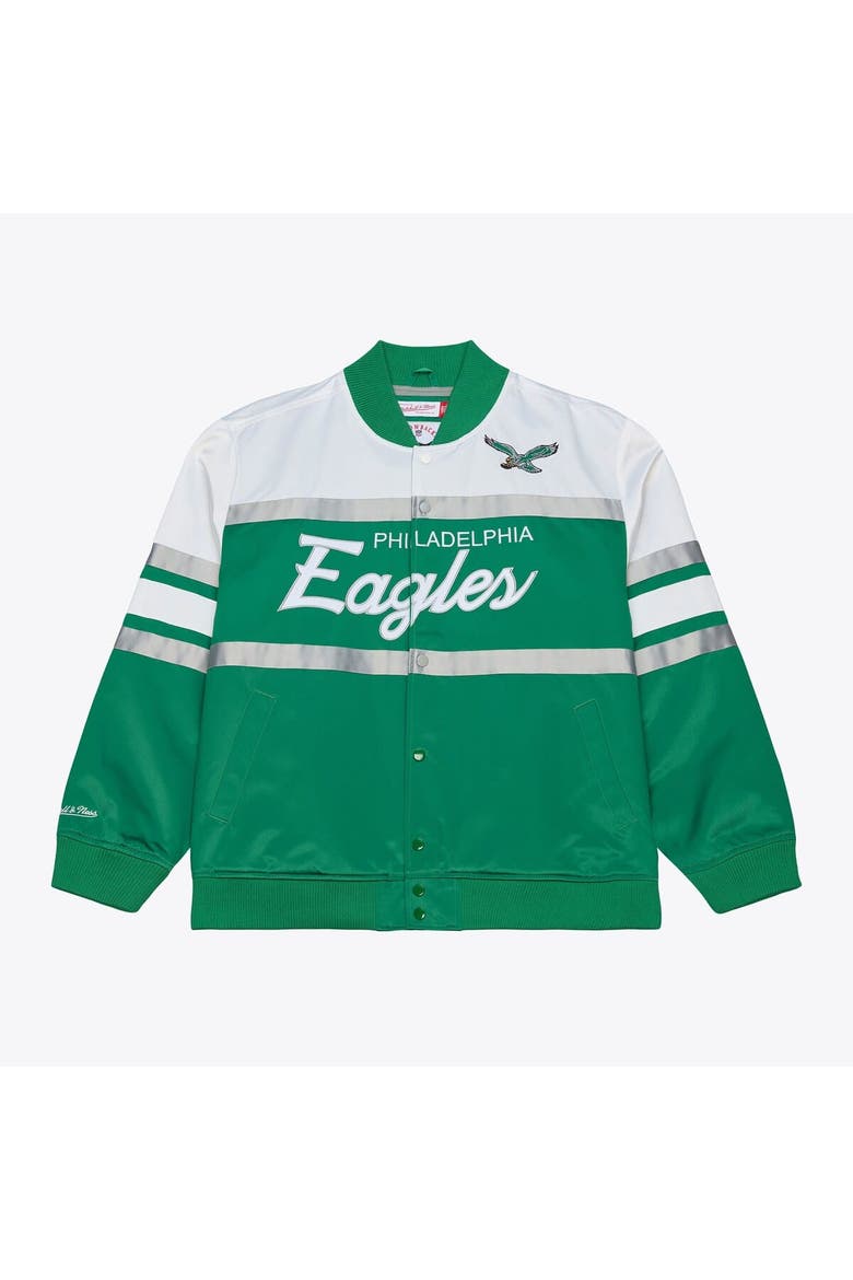 Men's Mitchell & Ness  Kelly Green Philadelphia Eagles Head Coach Lightweight Full-Snap Satin Jacket, Main, color, Kelly Green