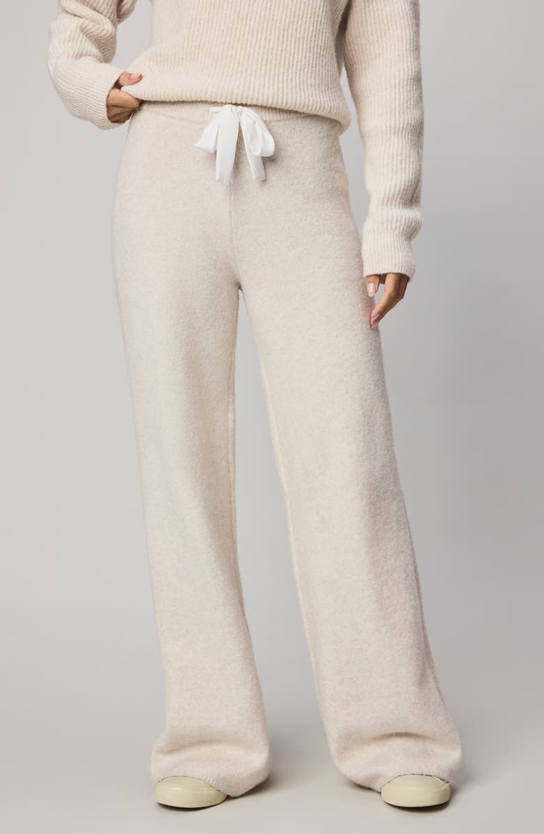 Splendid Stassi Rib Side Sweater Pants, Main, color, Pale Oak Heather White