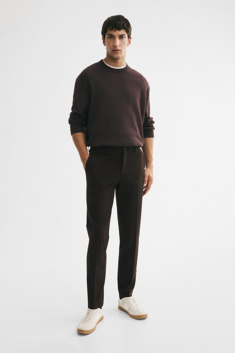 Slim-Fit Tailored Pants, Main, color, Dark brown