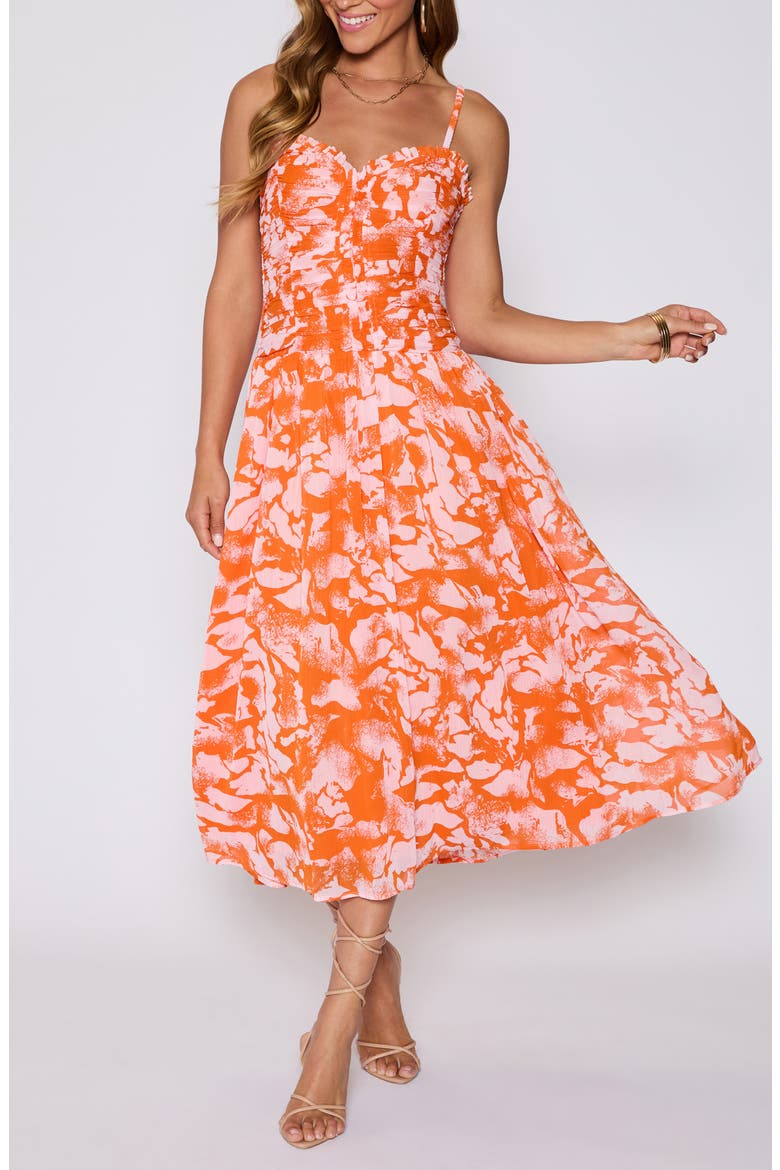 Esperanza Ruched Maxi Sundress (Nordstrom Exclusive), Alternate, color, ORANGE/ BLUSH