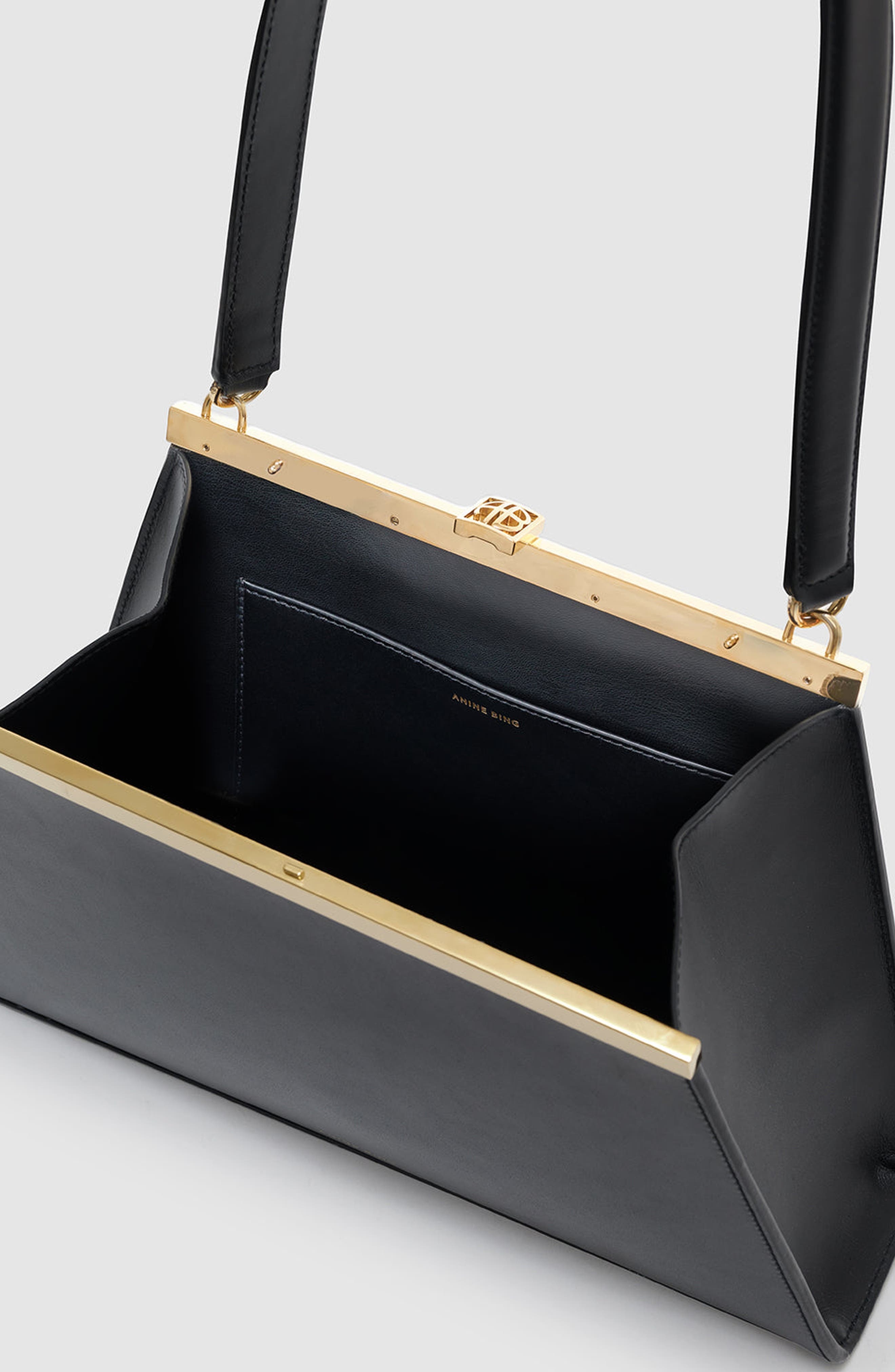 Anine Smooth Leather Bag, Alternate, color, Black