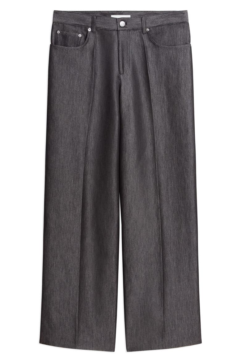 Metallic Wide Leg Trousers, Alternate, color, BLACK