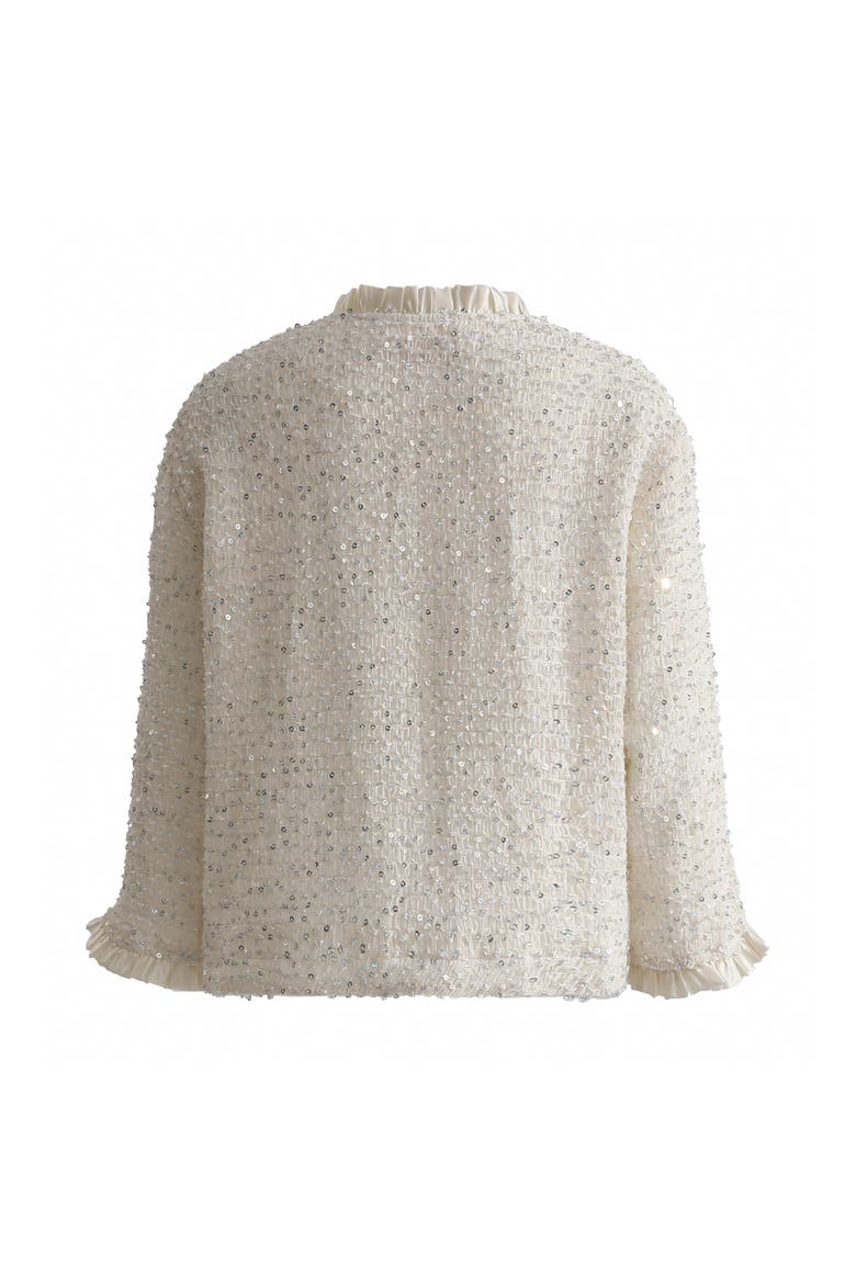 Sequin Tweed Jacket, Alternate, color, Ivory