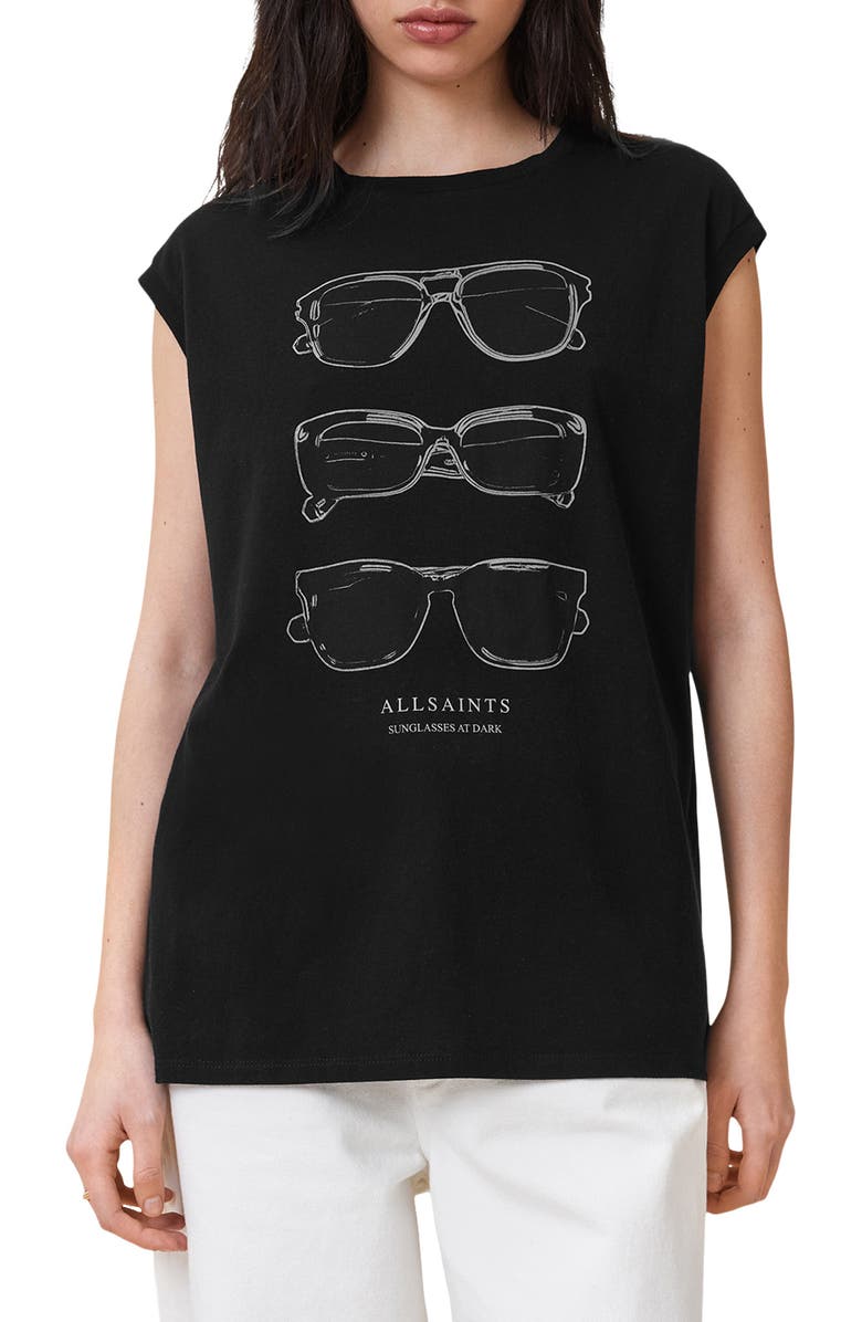 AllSaints Sunnies Brooke Cotton Graphic Tank, Main, color, 