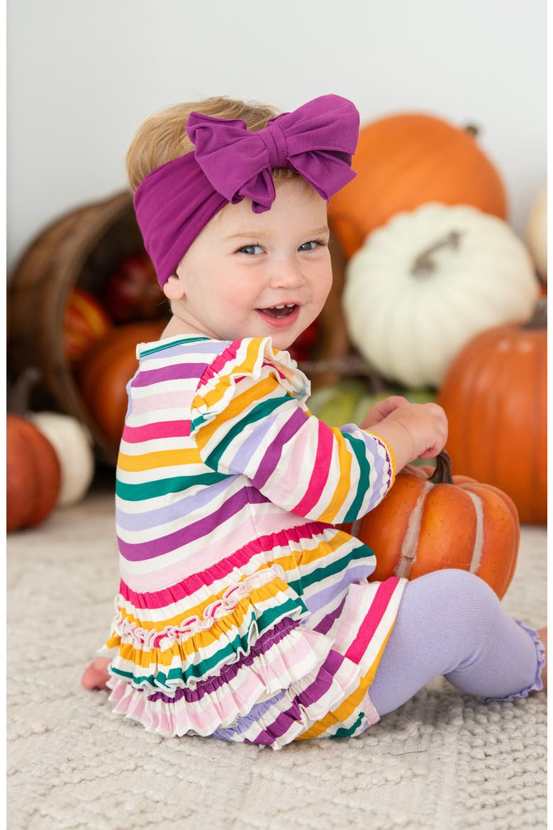 Colorful Rainbow Stripe Bodysuit, Alternate, color, WHITE