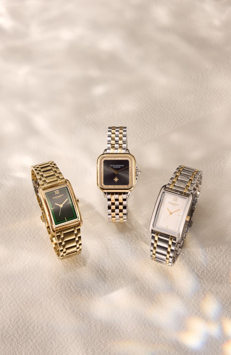 Olivia Burton Grove Rectangular Bracelet Watch, 23mm, Alternate, color, Silver White