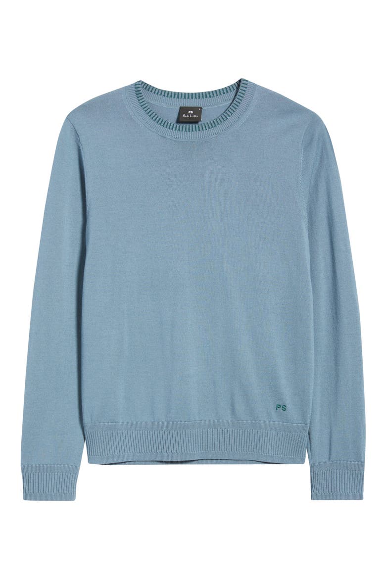 Merino Wool Crewneck Sweater, Alternate, color, GREYISH BLUE