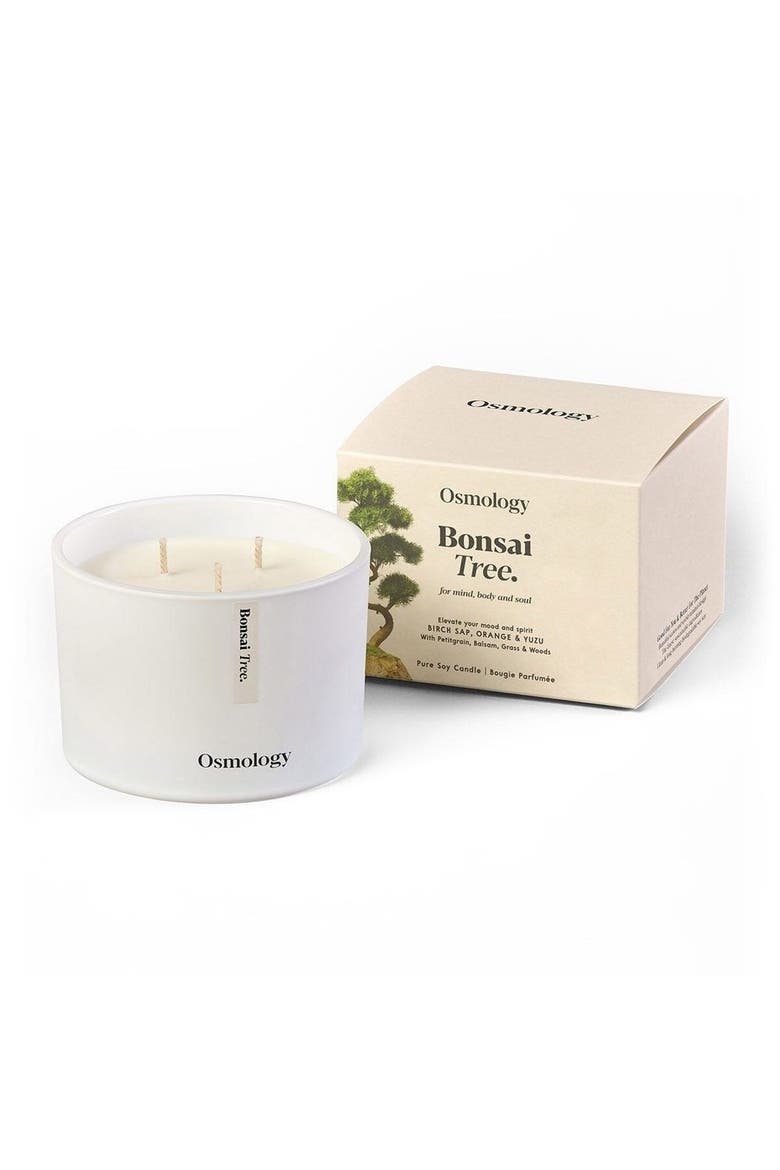 Bonsai Tree Scented Triple Wick Candle, Main, color, white