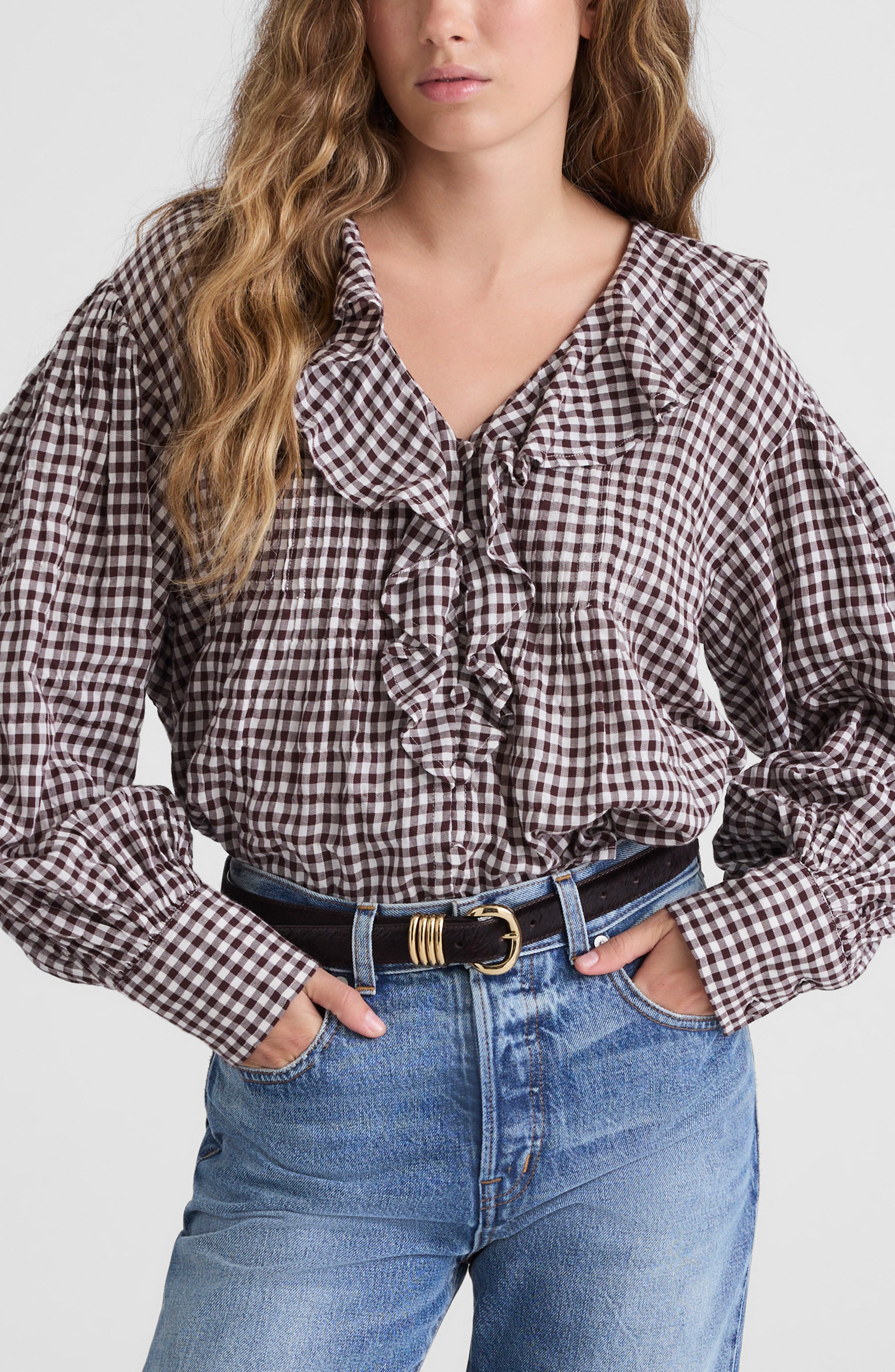 Madewell Ruffle Pintuck Long Sleeve Top