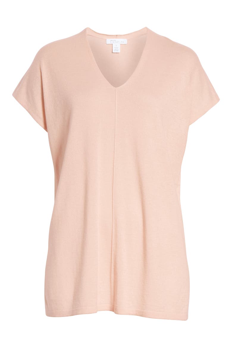 Silk & Cashmere Tunic, Alternate, color, PINK PEONY BUD