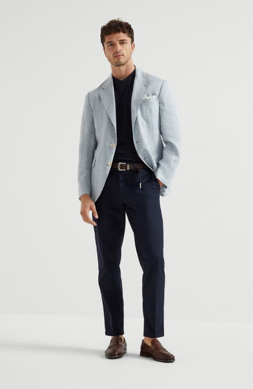 Brunello Cucinelli Gabardine Garment Dyed Trousers In Navy Blue