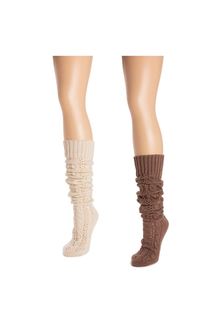 Slouch Knit Cable Socks 2 Pair Pack, Alternate, color, Rose/Ivory