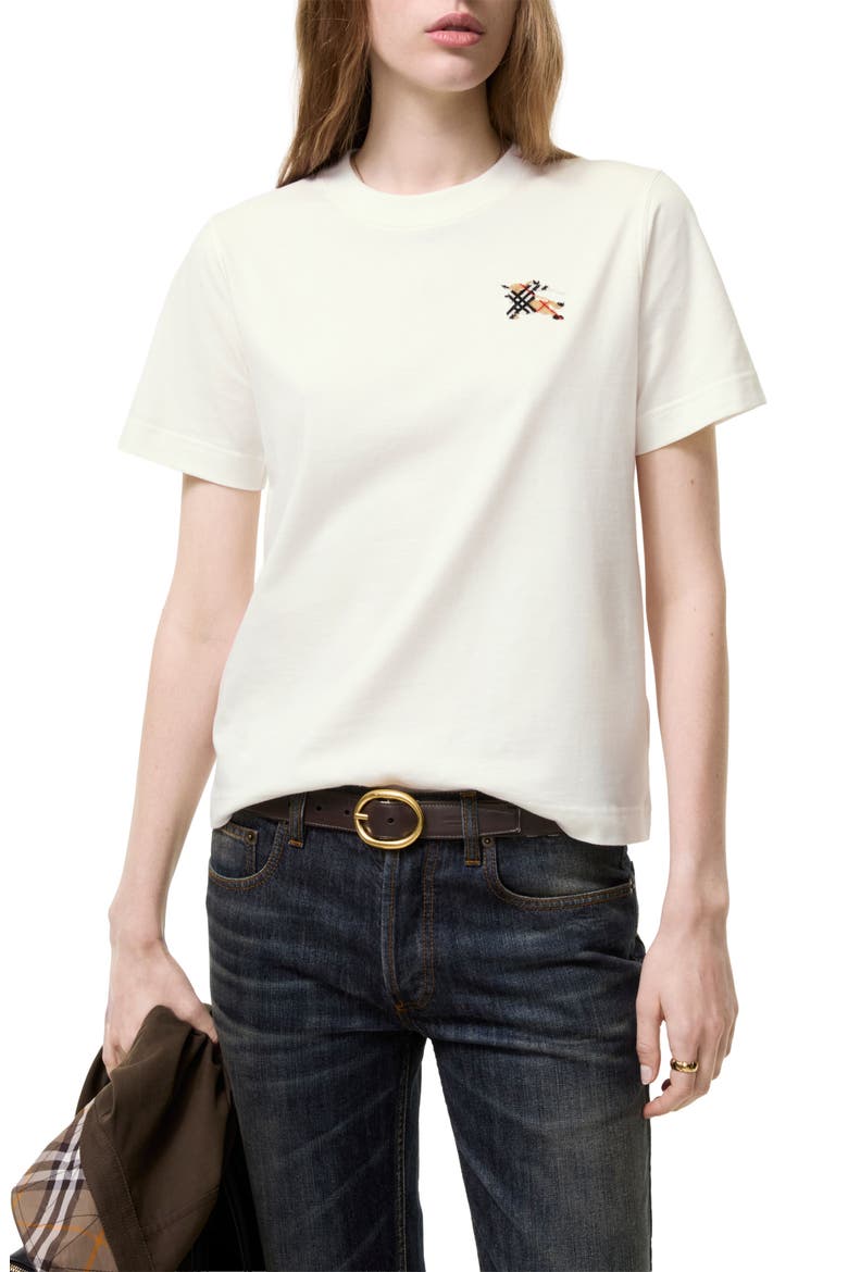 Frankie EKD Check Logo Cotton T-Shirt, Main, color, CHALK