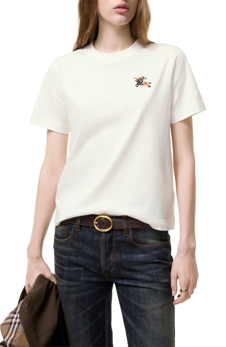 Burberry Frankie EKD Check Logo Cotton T-Shirt, Main, color, Chalk
