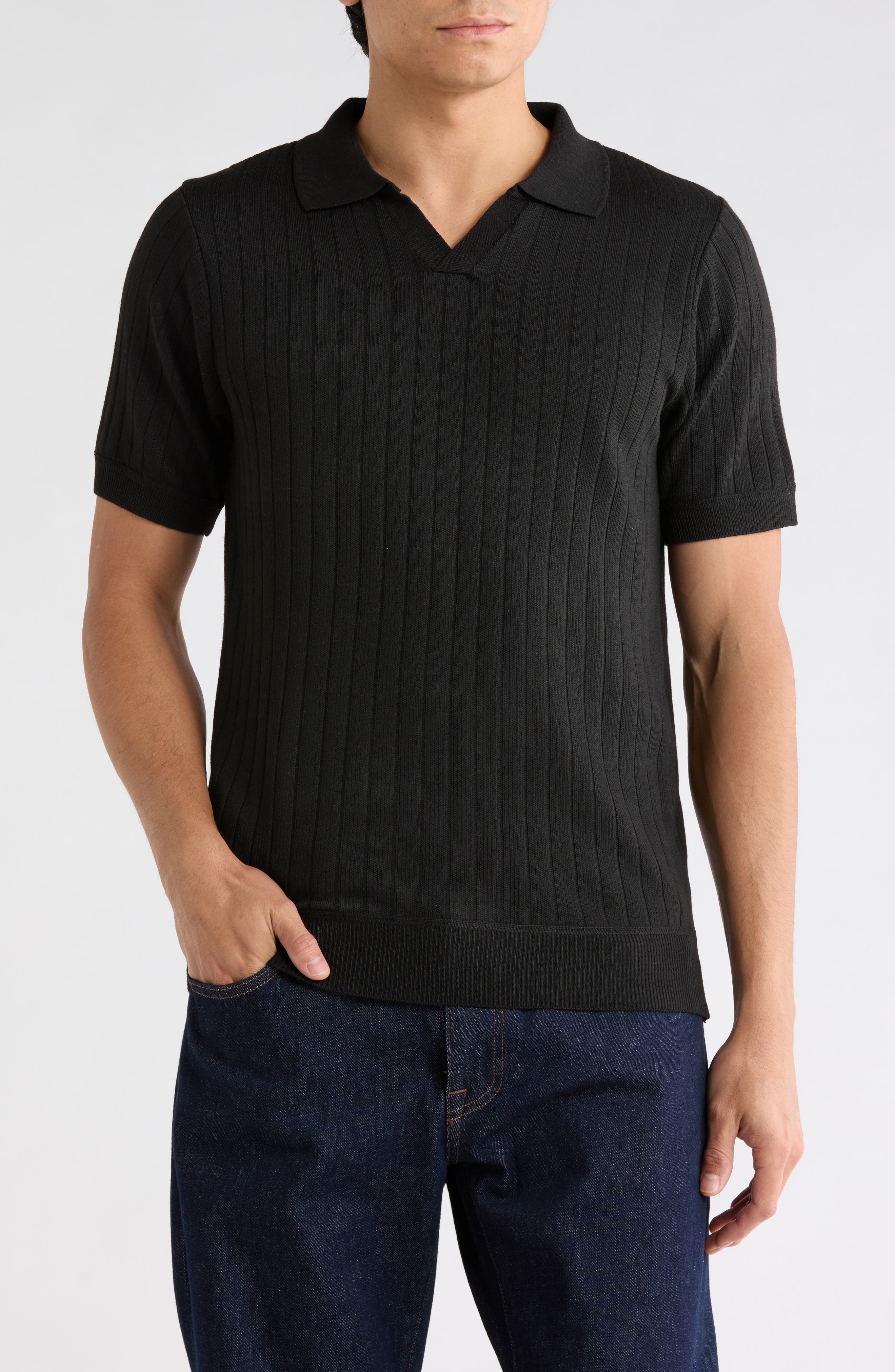 TOM BAINE Rib Polo Sweater