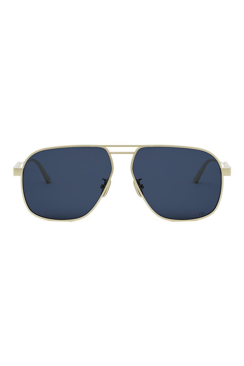 58mm Aviator Sunglasses, Main, color, SHINY GOLD / BLUE