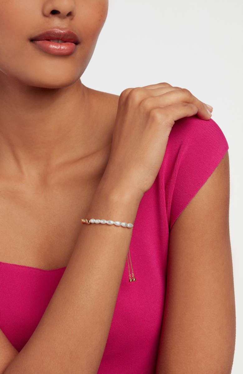 Ted Baker London Inela Island Imitation Pearl Slider Bracelet, Alternate, color, Gold Tone/ Pearl