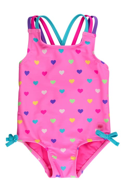 Kids' Colorful Heart Strappy UPF 50+ One-Piece Swimsuit (Baby & Toddler)