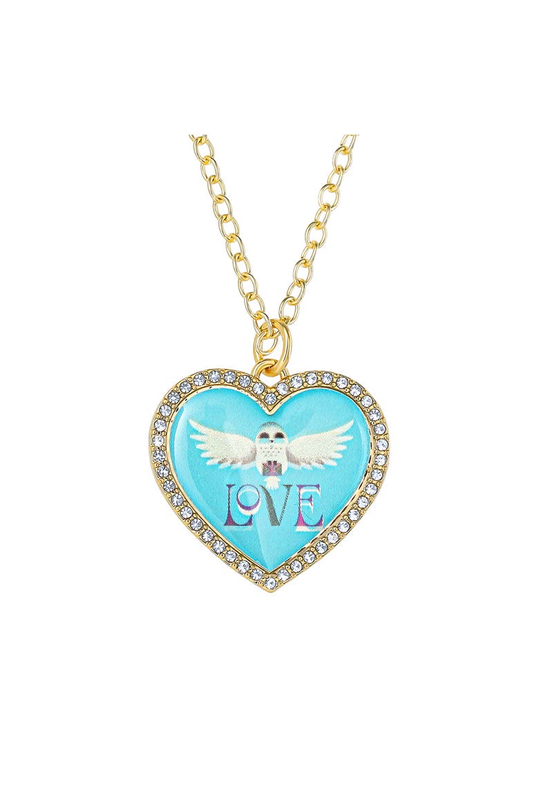Hedwig Heart Necklace With Crystals, 16"+2", Main, color, Metallic Gold