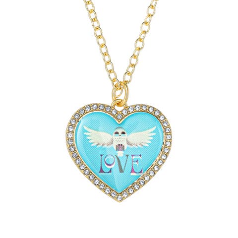 Hedwig Heart Necklace with Crystals, 16"+2"