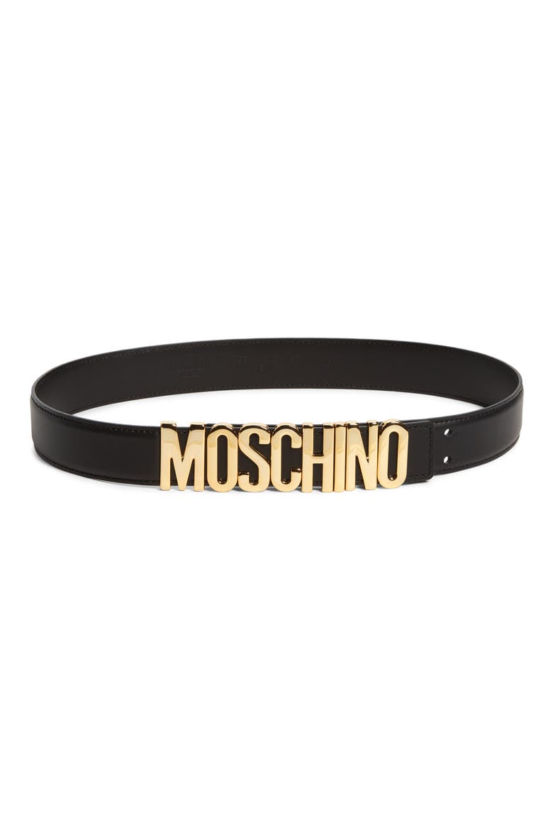 Logo Leather Belt, Main, color, BLACK