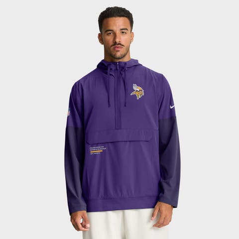 Men's Nike Purple Minnesota Vikings Sideline Anorak Half-Zip Hoodie Jacket