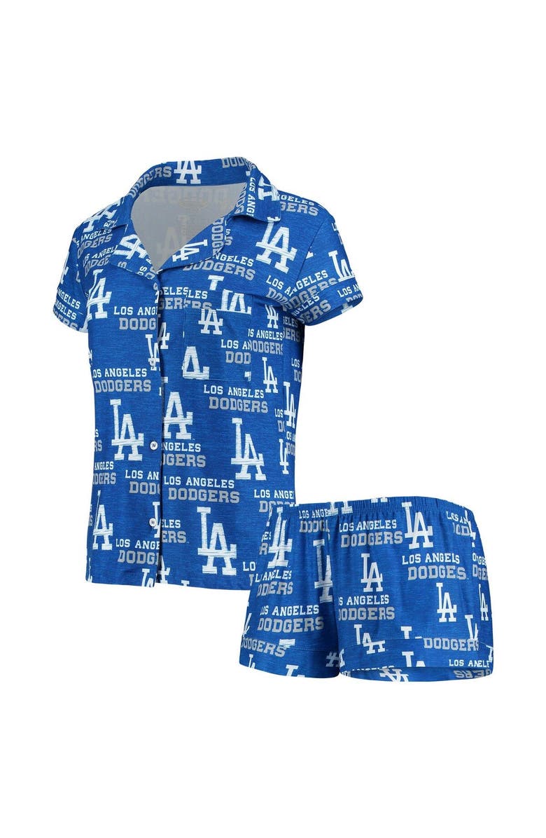 CONCEPTS SPORT Women's Concepts Sport Royal Los Angeles Dodgers Zest Allover Print Button-Up Shirt & Shorts Sleep Set, Alternate, color, 