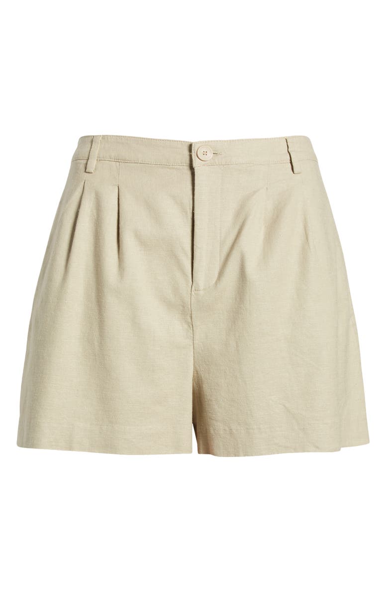Open Edit High Waist Linen Blend Shorts, Alternate, color, 